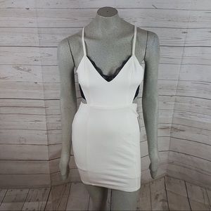 Lush Little White Strappy Dress With Black Lace